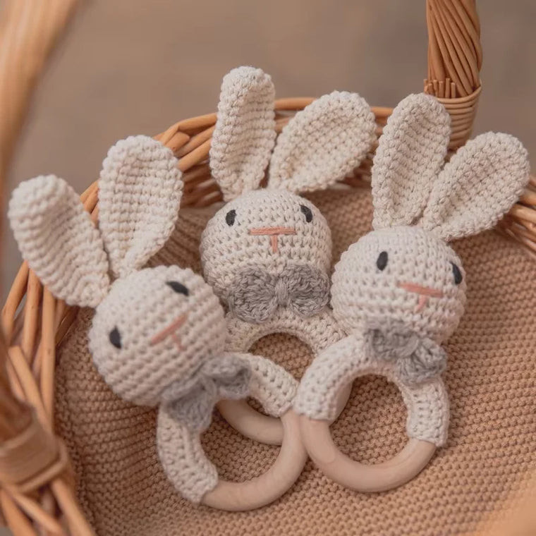 Baby Crochet Rattle Wooden Toy