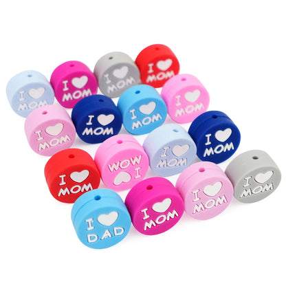 I Love Mom Dad Silicone Beads