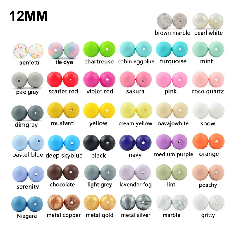 Silicone Beads 12mm 50pcs