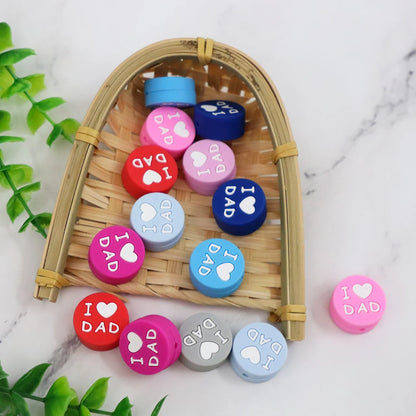 I Love Mom Dad Silicone Beads