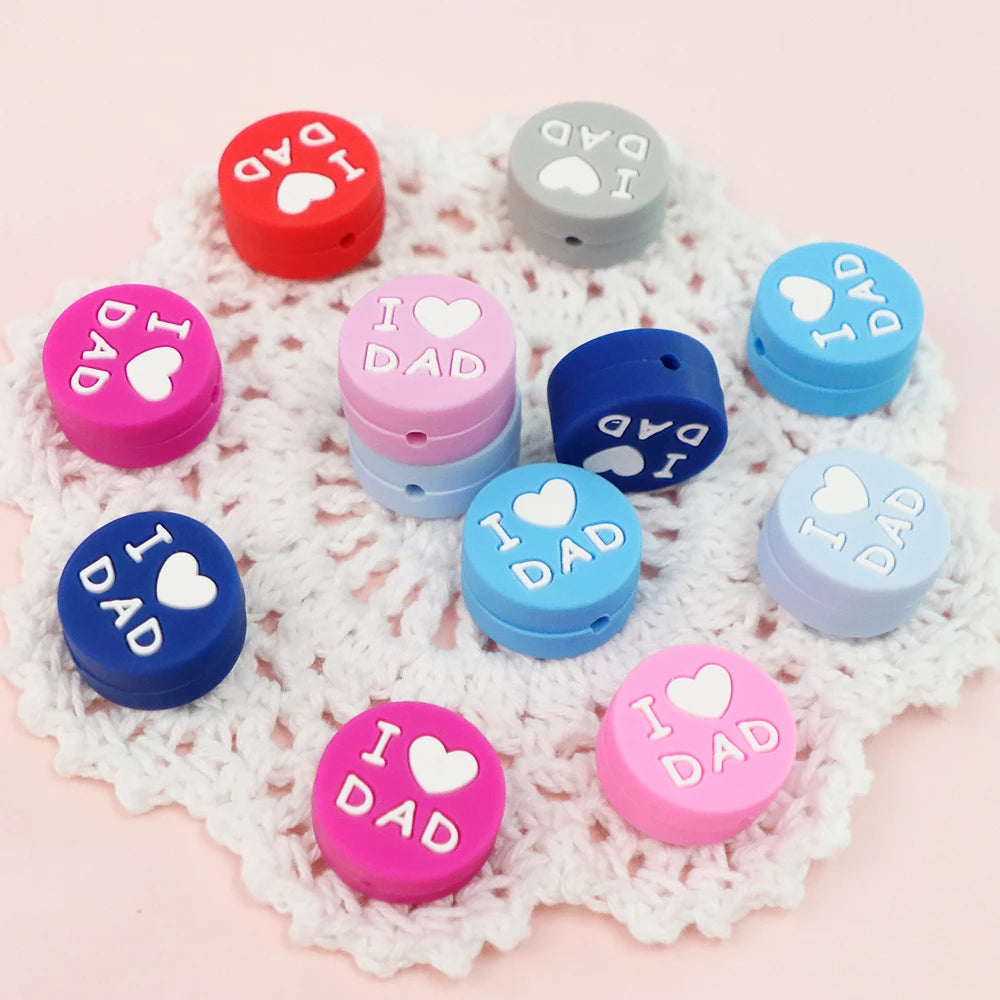 I Love Mom Dad Silicone Beads