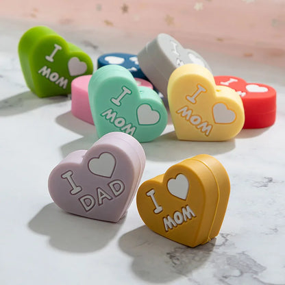 I Love Mom Dad Silicone Beads
