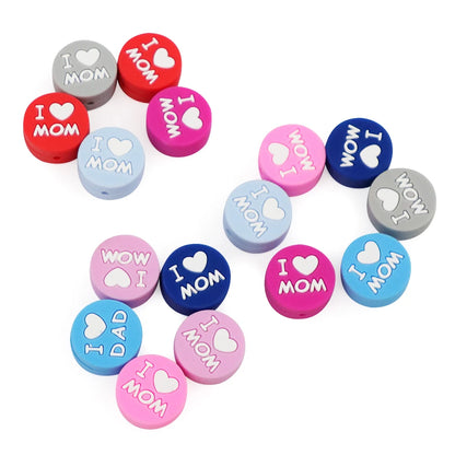 I Love Mom Dad Silicone Beads