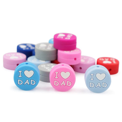 I Love Mom Dad Silicone Beads