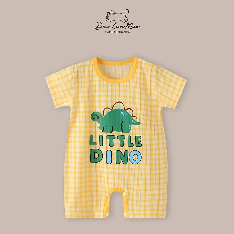 0-2 Years Baby Boys Summer Thin Cartoon Rompers