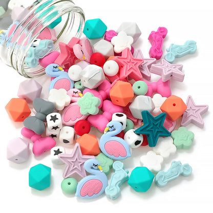 I Love Mom Dad Silicone Beads