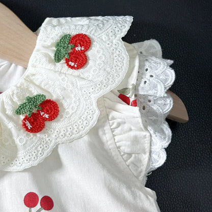 2025 Summer New 0-2Y Baby Girl Cherry Onesie Dress