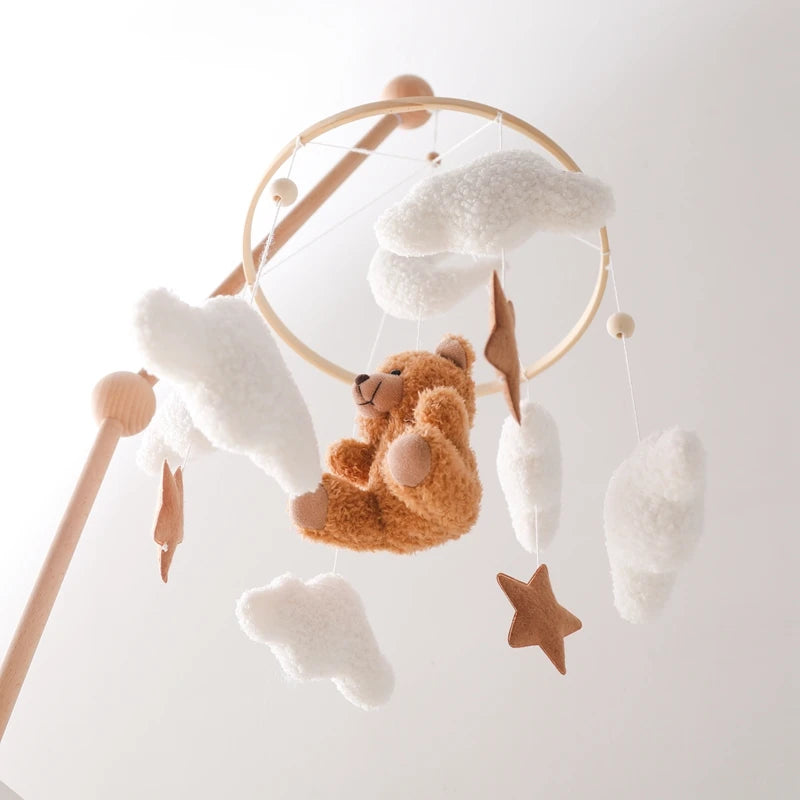 Wooden Crib Mobile Baby Bed Bell Rattle Toy