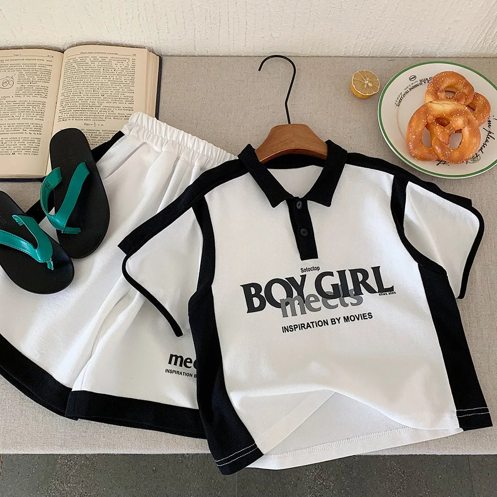 Summer Korean Kids Boys 2PCS Clothes Set