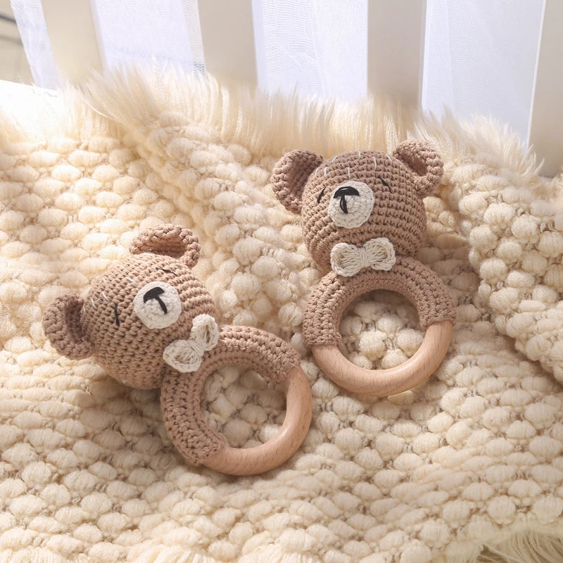 Crochet Animal Bear Rattle Toy
