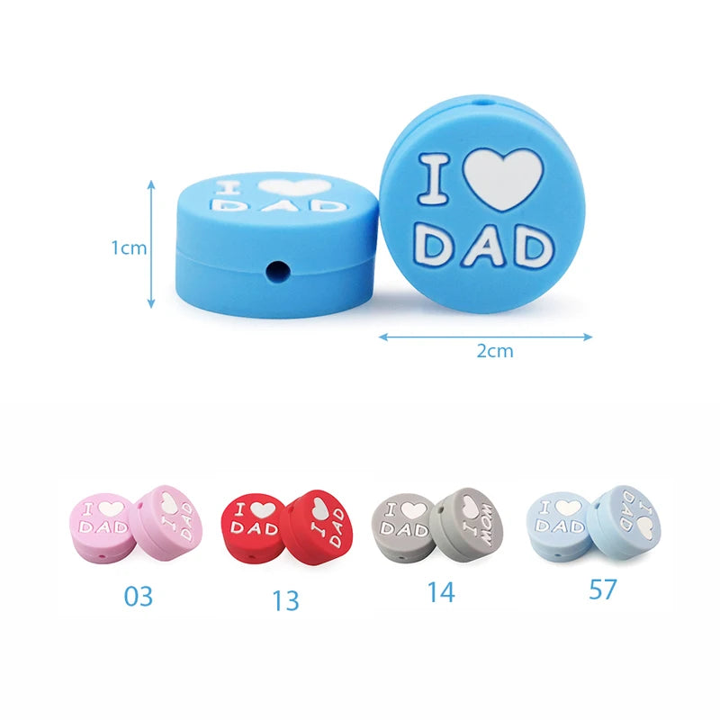 I Love Mom Dad Silicone Beads