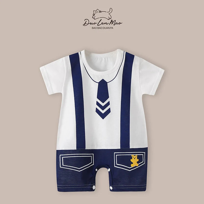 0-2 Years Baby Boys Summer Thin Cartoon Rompers