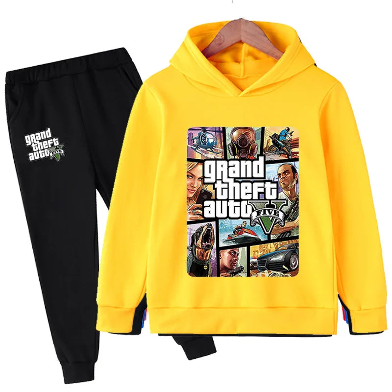 Kids Game Gta 5 2pcs Hooded Sweatshirt+Jogging Pants
