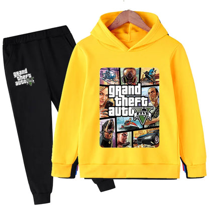 Kids Game Gta 5 2pcs Hooded Sweatshirt+Jogging Pants