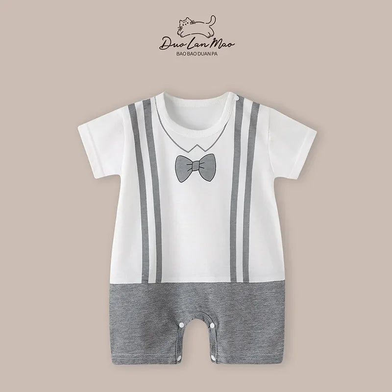 0-2 Years Baby Boys Summer Thin Cartoon Rompers