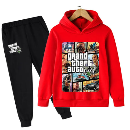 Kids Game Gta 5 2pcs Hooded Sweatshirt+Jogging Pants