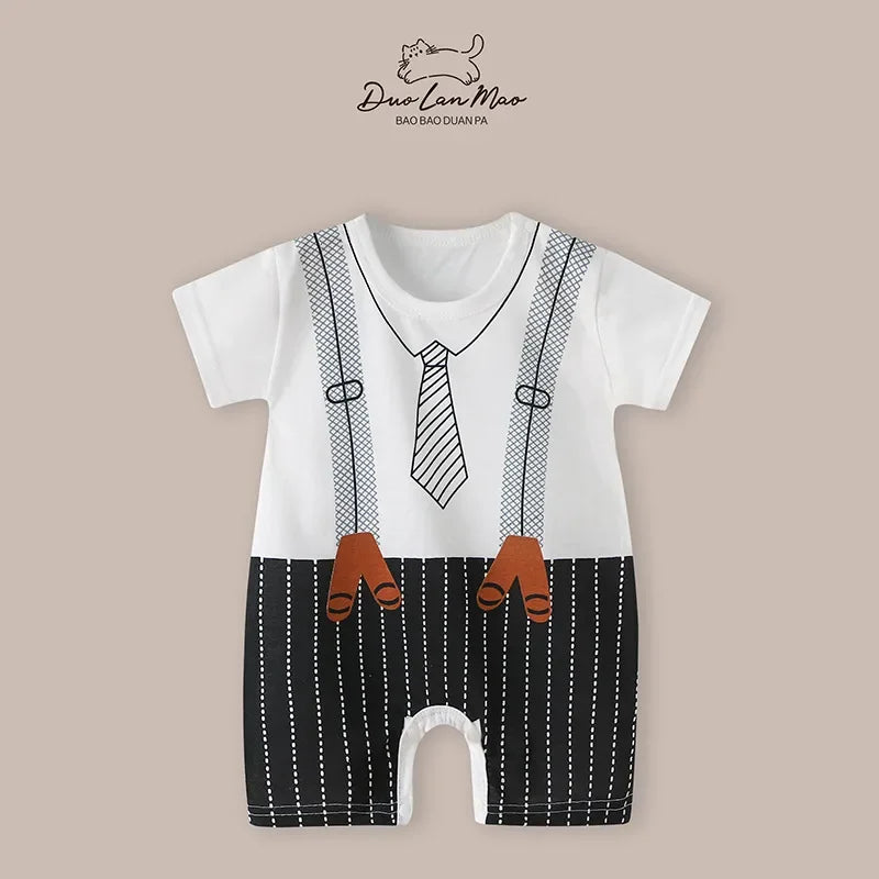 0-2 Years Baby Boys Summer Thin Cartoon Rompers