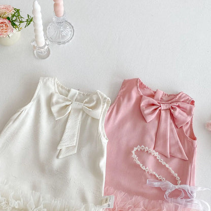 Girl's Bow Sleeveless Princess Dress
