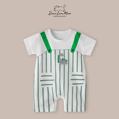 0-2 Years Baby Boys Summer Thin Cartoon Rompers