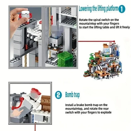 Creative Mountain cave Model Building Blocks