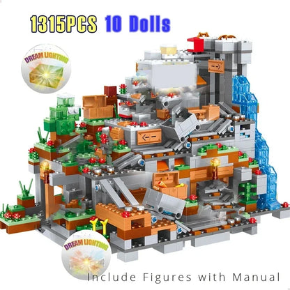 Creative Mountain cave Model Building Blocks