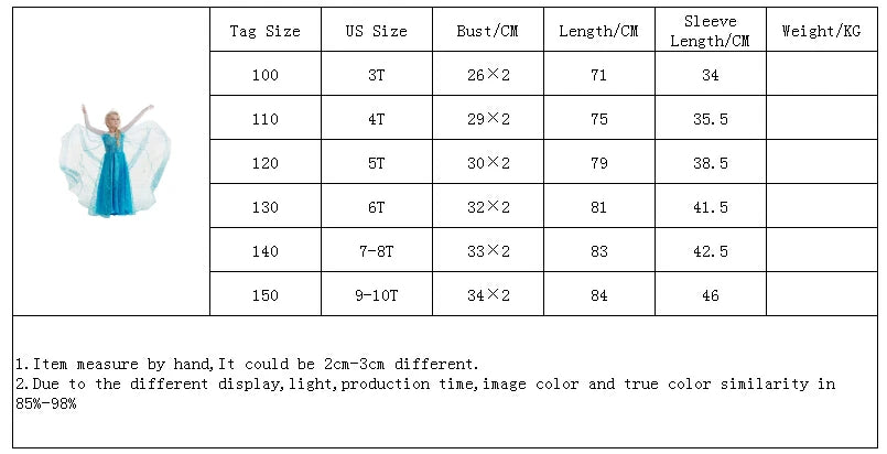 Girls Snow Queen Elsa Kids Costumes