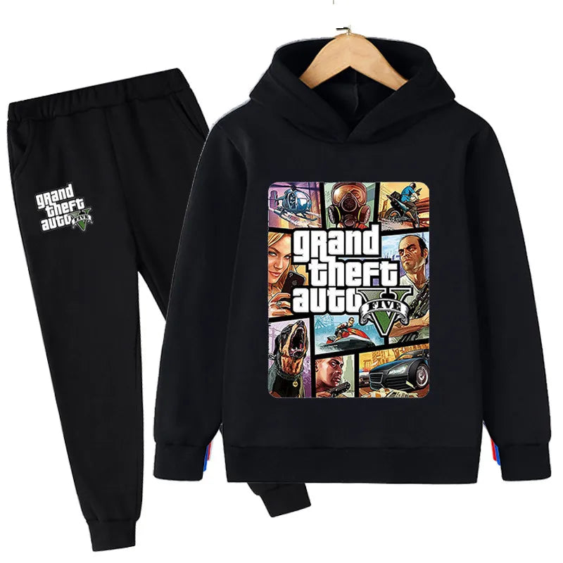 Kids Game Gta 5 2pcs Hooded Sweatshirt+Jogging Pants