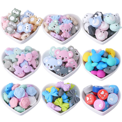 I Love Mom Dad Silicone Beads