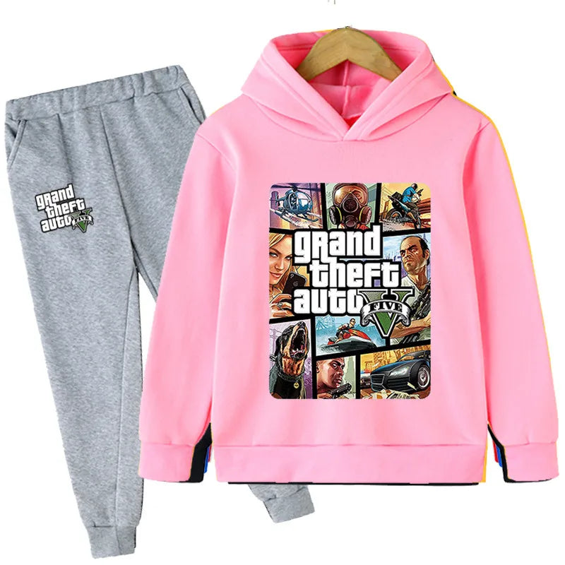 Kids Game Gta 5 2pcs Hooded Sweatshirt+Jogging Pants