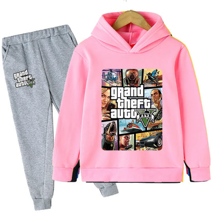 Kids Game Gta 5 2pcs Hooded Sweatshirt+Jogging Pants