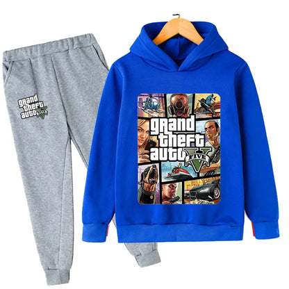 Kids Game Gta 5 2pcs Hooded Sweatshirt+Jogging Pants