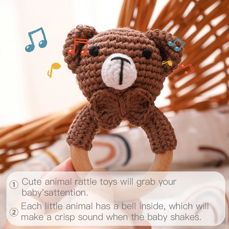 Crochet Animal Bear Rattle Toy