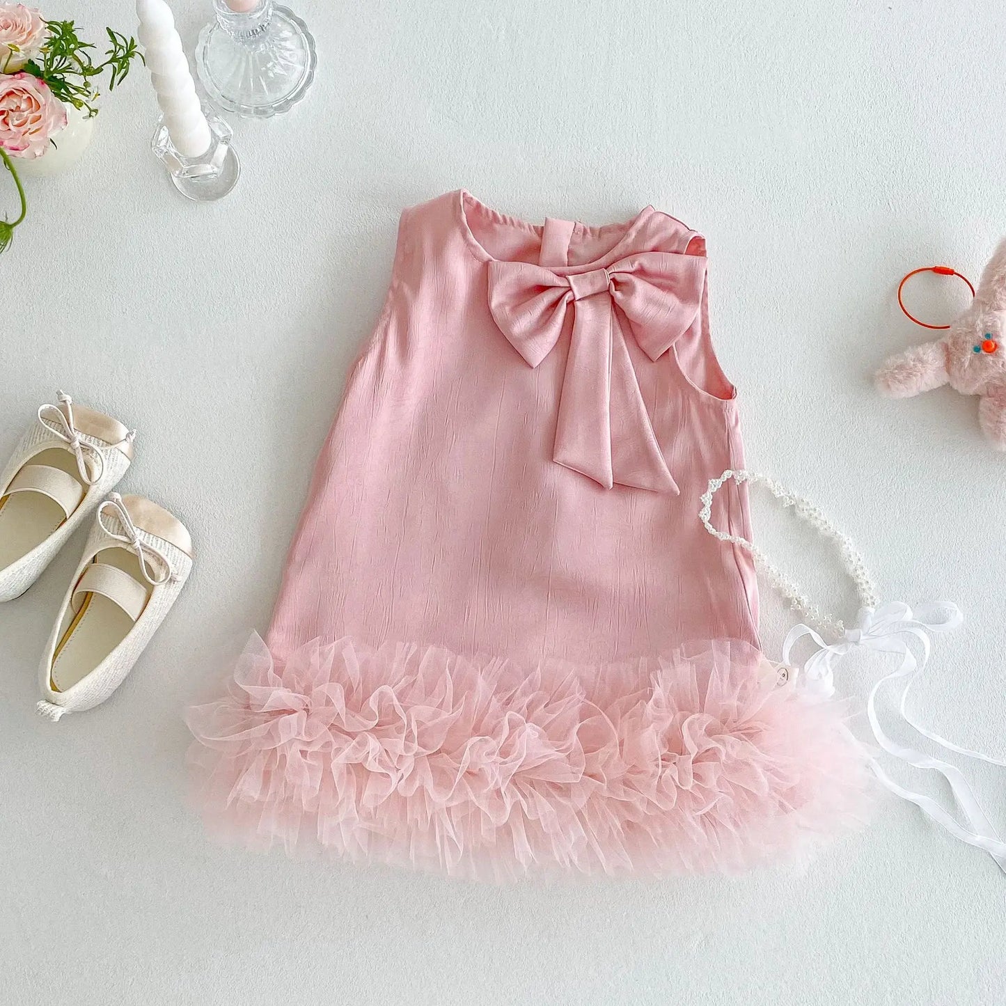 Girl's Bow Sleeveless Princess Dress