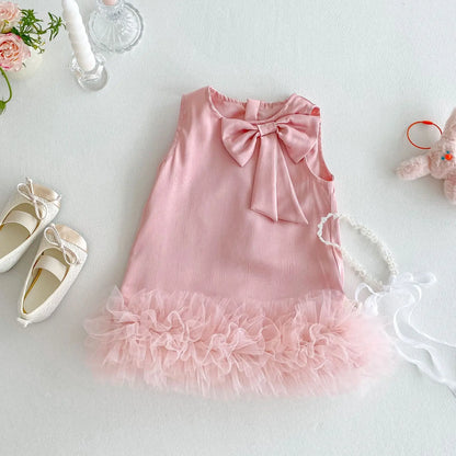 Girl's Bow Sleeveless Princess Dress