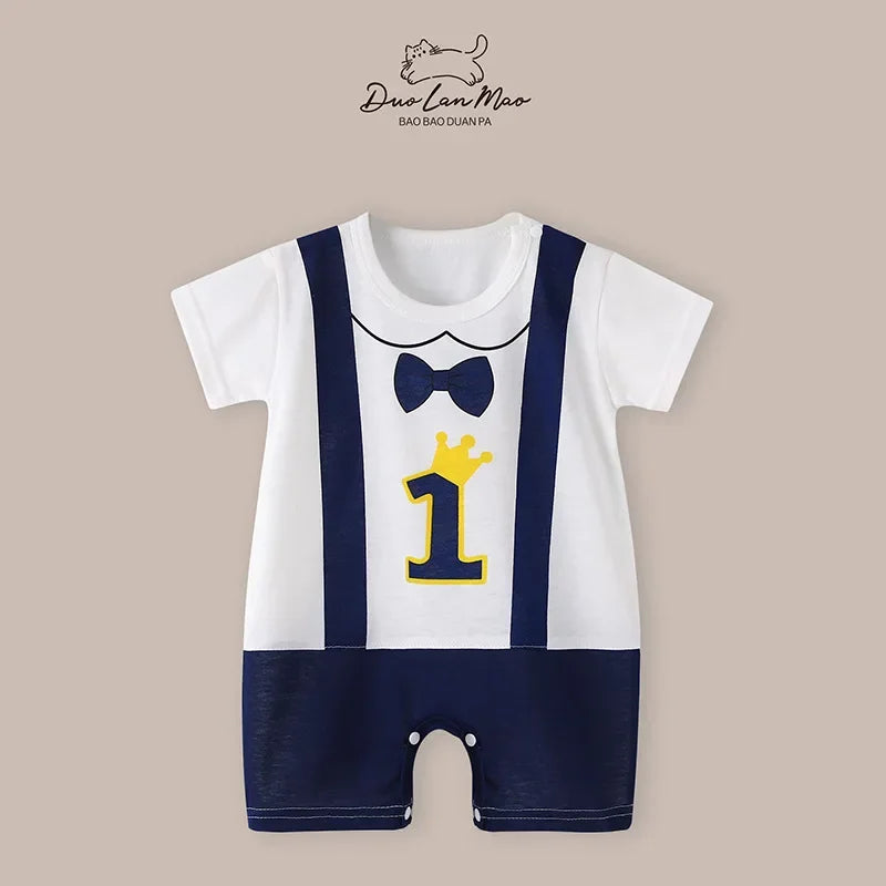 0-2 Years Baby Boys Summer Thin Cartoon Rompers