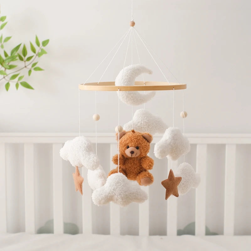 Wooden Crib Mobile Baby Bed Bell Rattle Toy