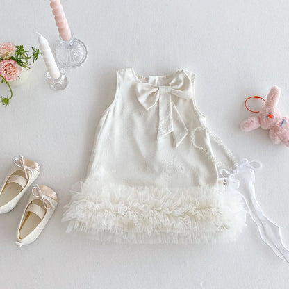 Girl's Bow Sleeveless Princess Dress