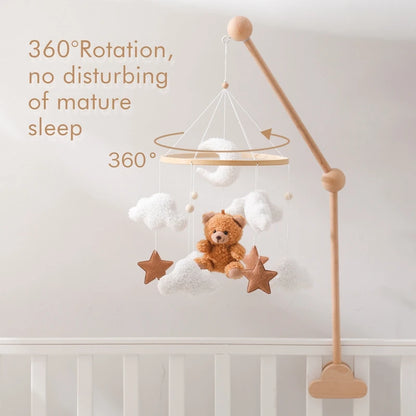 Wooden Crib Mobile Baby Bed Bell Rattle Toy