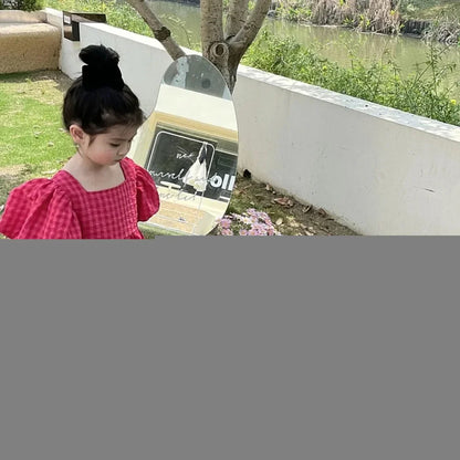 Bear Leader Rose Pink Plaid Bow Dress