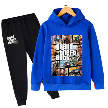 Kids Game Gta 5 2pcs Hooded Sweatshirt+Jogging Pants