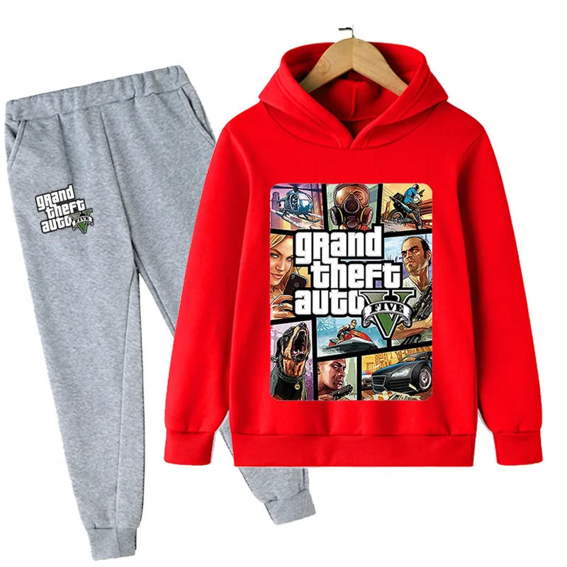 Kids Game Gta 5 2pcs Hooded Sweatshirt+Jogging Pants