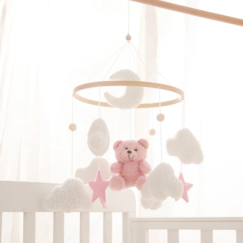 Wooden Crib Mobile Baby Bed Bell Rattle Toy