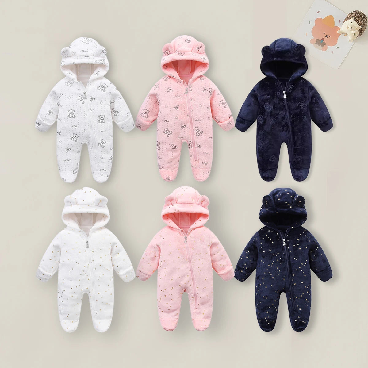 AYNIGIELL 0-12M Cartoon Newborn Bodysuit