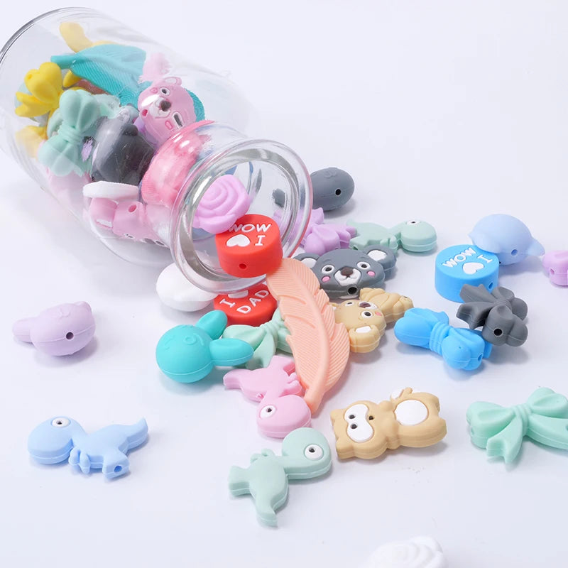 I Love Mom Dad Silicone Beads