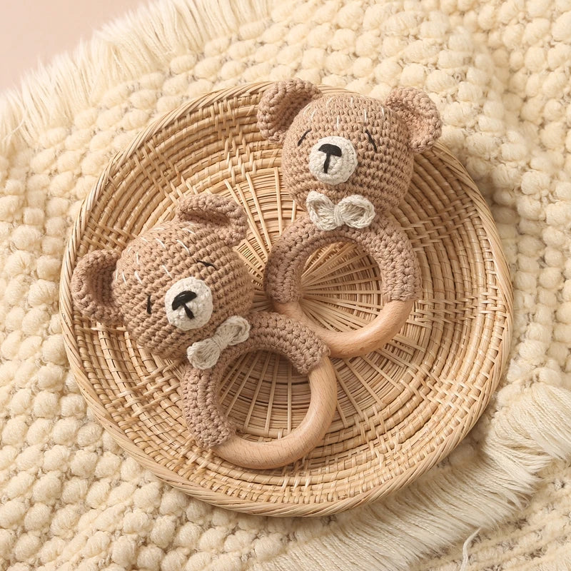 Crochet Animal Bear Rattle Toy