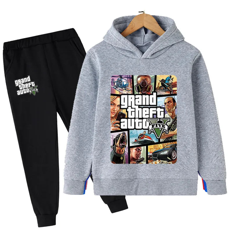 Kids Game Gta 5 2pcs Hooded Sweatshirt+Jogging Pants