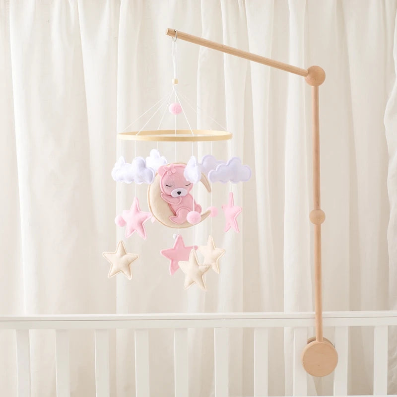Wooden Crib Mobile Baby Bed Bell Rattle Toy