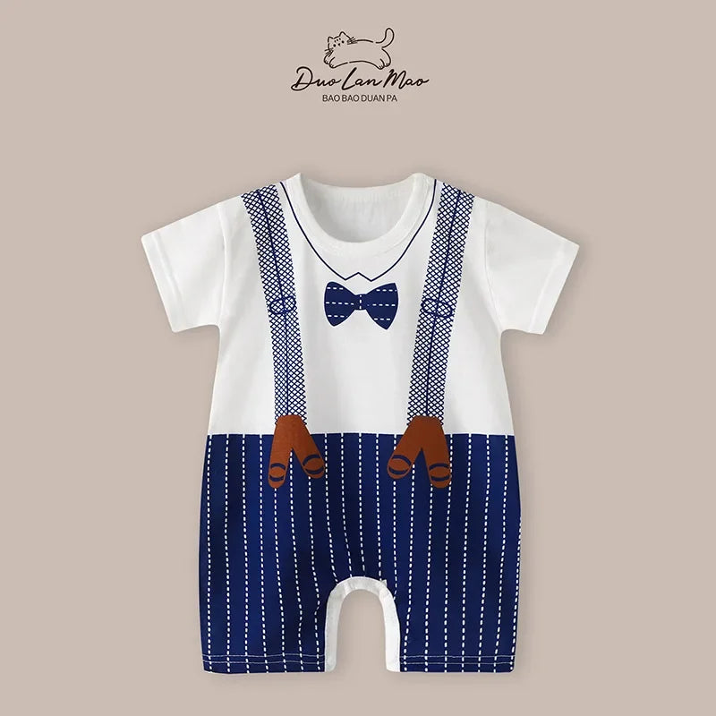 0-2 Years Baby Boys Summer Thin Cartoon Rompers