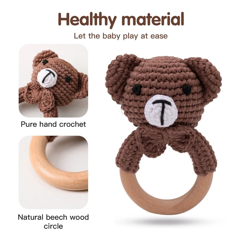 Crochet Animal Bear Rattle Toy