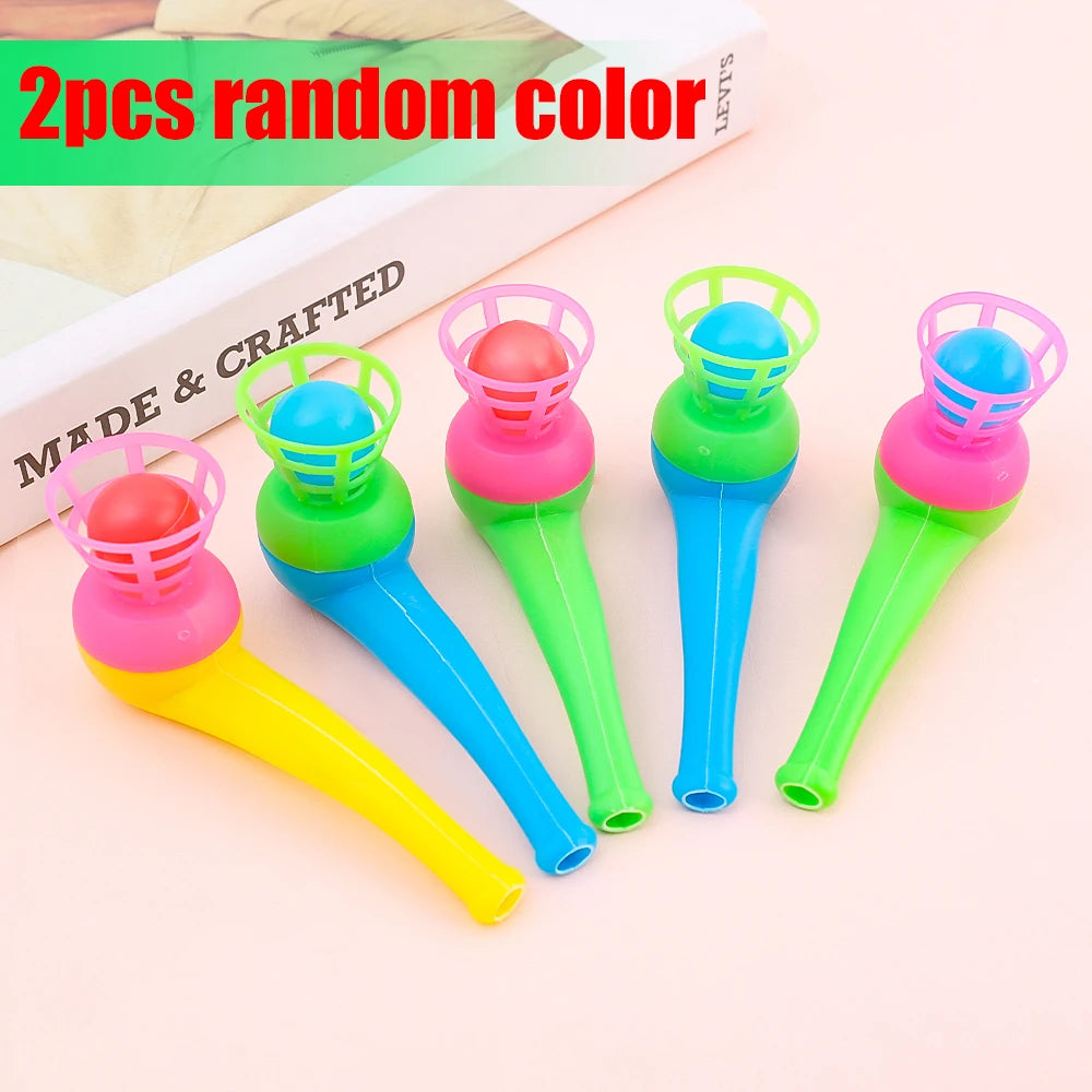 2-8pcs Colorful Plastic Tube Blow Ball